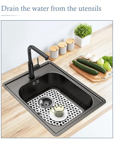 2 Pack Silicone Sink Protector Mat for Kitchen Sink Rear Drian White