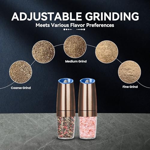 Rechargeable Electric Salt And Pepper Grinder Set (Copper-Set)