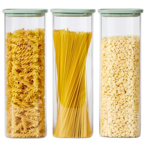 Glass Storage Jars with Lids (Square Green 3 Pcs)