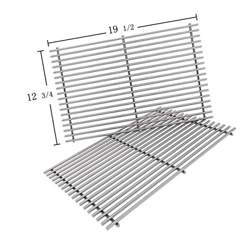 SG528(2-Pack) 19 1/2" 18 Cross rods Stainless Steel Cooking Grates for Weber Genesis E-310 E-320 E-330 S-310 S-320 S-330 EP-320 ESP-310 ESP-320 Gas Grills,DCS and Uniflame Gas Grill Models (19 1/2" x 25 1/2")