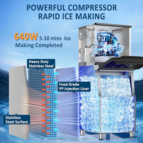 Commercial Ice Maker Machine 500LBS (500Lbs/24H (360Lbs Bin))
