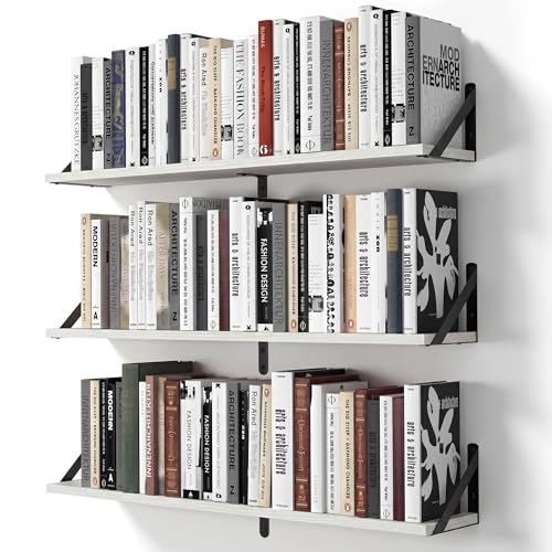 Floating Shelves for Wall (White / 31.5"W x 5.9"D x 5.4"H,Set of 3)