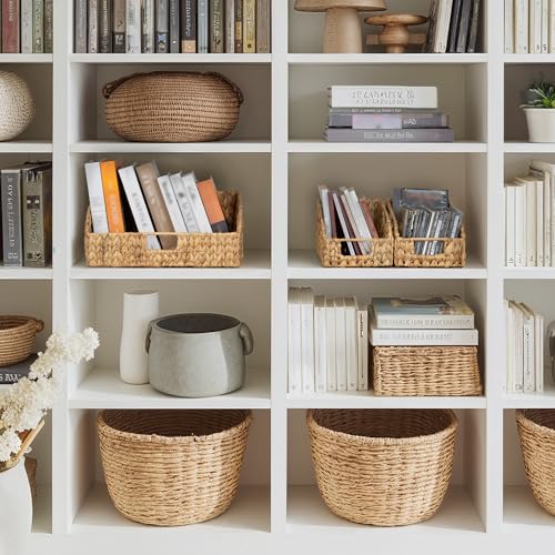 Water Hyacinth Basket Organizer (Natural(Water Hyacinth) / 17"L x 11"W x 7½"H + 2x 7½"L x 9½"W x 6¾"H)