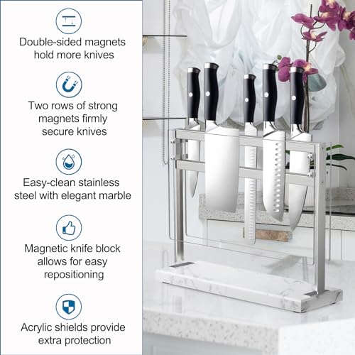 Magnetic Knife Block with Acrylic Shield (White / Acrylic Shield)