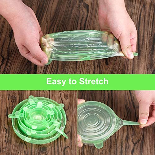Silicone Stretch Lids for Food Storage in Fridge (Blue+Green)