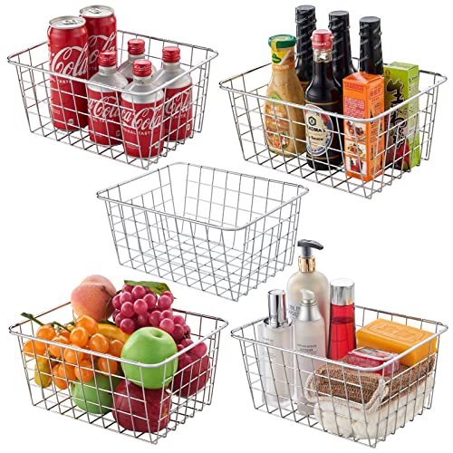 Wire Kitchen Storage Basket 5 Packs (Chrome)