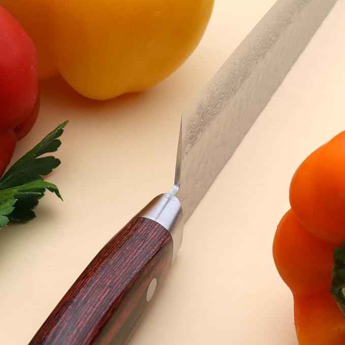 Yoshihiro VG10 16 Layer Hammered Damascus Gyuto Japanese Chefs Knife (7'' (180mm))