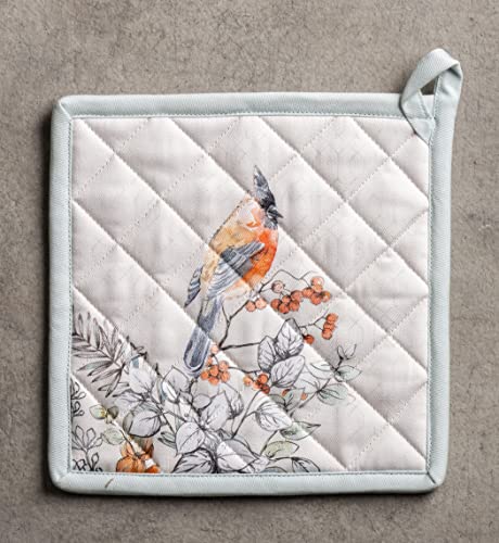 Pot Holders 100% Cotton Potholders (063 - Whitish Shabby Chique / 8" x 8" (Pot Holder Pack of 2))