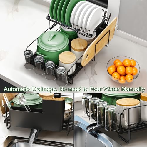 2 Tier Large Dish Drying Rack for Kitchen Counter (2-Tier Detachable)