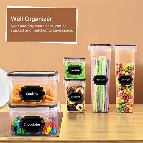 Airtight Food Storage Containers Set (Black-16 Piece)