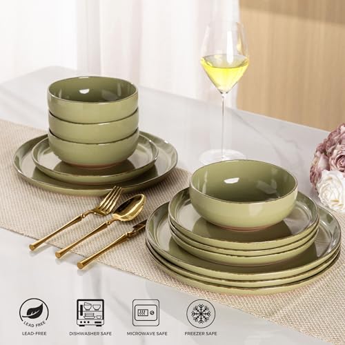 Dinnerware Sets for 4 (Olive Green / Service For 4(12Pcs))
