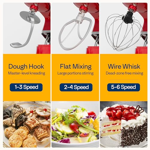 3-in-1 Stand Mixer, 6-Quart Tilt-Head Mixer, 10 Speeds, Red (3-in-1 / Red)