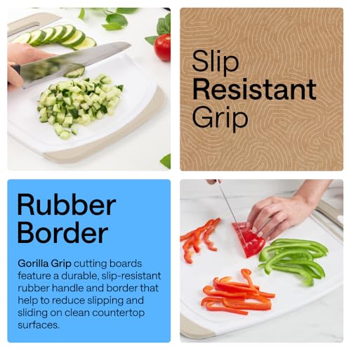 BPA Free Reversible Kitchen Cutting Board (Almond/White / Large (Pack of 3))