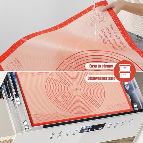 Silicone Pastry Mat 36x24 Inch Extra Large Baking Mat with Measurements (Red / 24"L x 36"W)