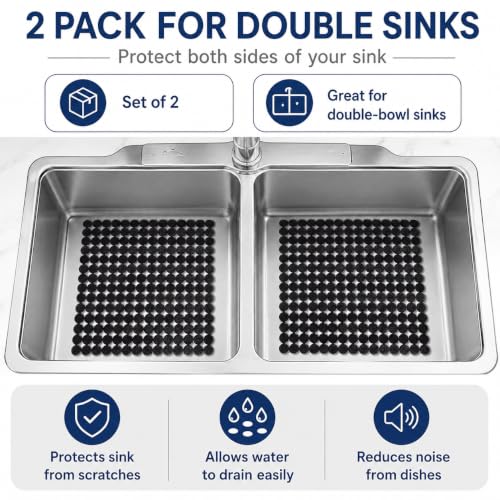 2 Pack Kitchen Sink Mats (Black)