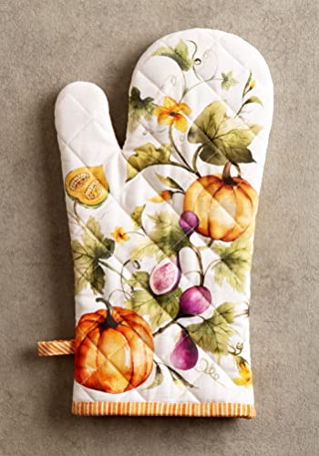 Maison d'Hermine Oven Gloves 100% Cotton Oven Mitt (069 - Pumpkin Garden - Cloudy Cream / 7.5" x 13" (Oven Mitt))
