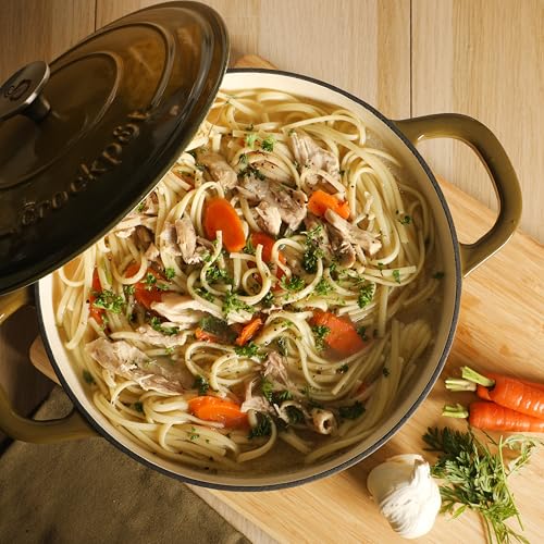 Artisan 7 Quart Enameled Cast Iron Dutch Oven Pot with Lid (Gradient Sage Green / 7-Quart)