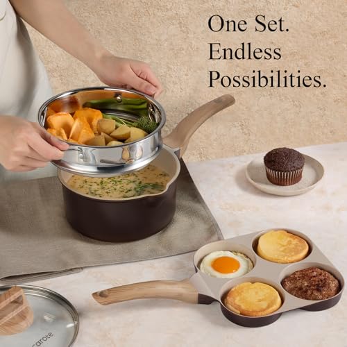 21pcs Ceramic Cookware Sets (Dark Mocha / 21 Piece)