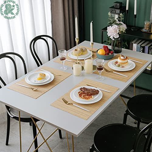 Set of 4 Pcs Bamboo Placemats Sushi Rolling Mat Japanese Style Natural Anti (Natural Color / Set of 4)