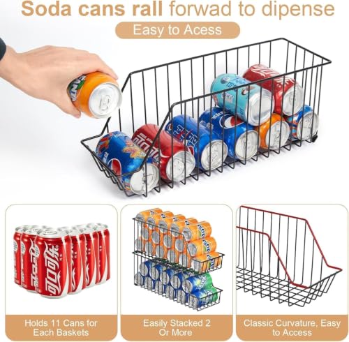 6 Pack Can Storage Organizer for Pantry (6 Pack - 6-Tier / Black)