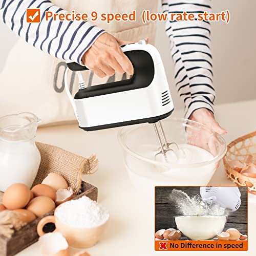 9 Speed Digital Hand Mixer Electric (White/Black)