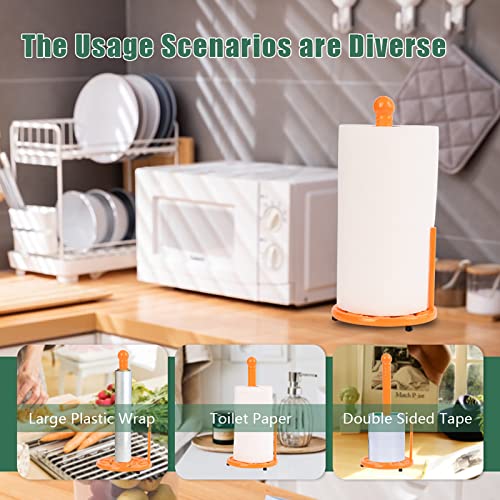 Orange Cast Iron Paper Towel Holder for Kitchen Countertop (Orange-pumpkin)