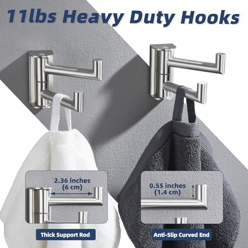 2 Pack Swivel Towel Hooks (2 Pack / Brushed Nickel)