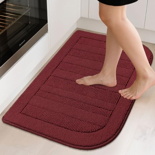 24x36 Inch Kitchen Rugs Non Slip Washable Kitchen Sink Rug (2' x 3' (Semicircular) / Red)