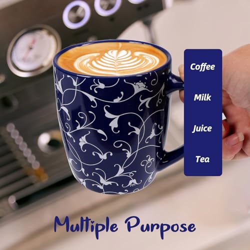 18 OZ Coffee Mugs Set of 6 (18 OZ / Blue Coffee Mugs)