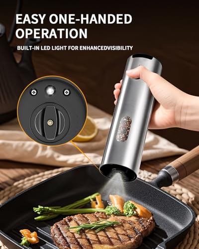Electric Salt and Pepper Grinder Set (Silver)