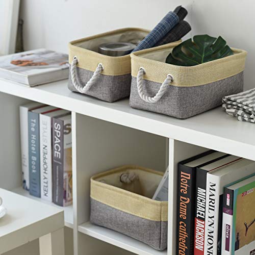 Storage Bins for Organizing (Gold&Grey / 3PCS/Medium -13.8Lx9.8Wx6.7H)
