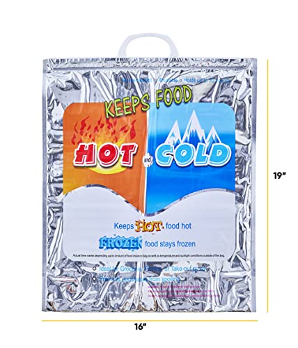 Hot and Cold Insulated Bags for Food Delivery (Large (Meal and Grocery Size) / Silver)