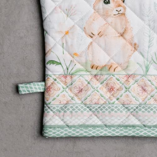 100% Cotton Oven Mitt & Pot Holder Set (076 - Easter Dew / 7.5" x 13" & 8" x 8" (Oven Mitt & Pot Holder))