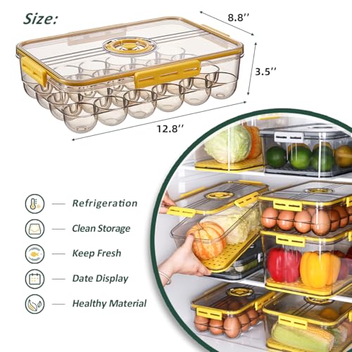 Egg Holder 24 Container With Lids for Timer 2 pack (2 Count)