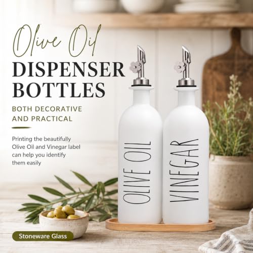 16oz Olive Oil Dispenser Bottles for Kitchen (White+Tray / 16 fl oz)