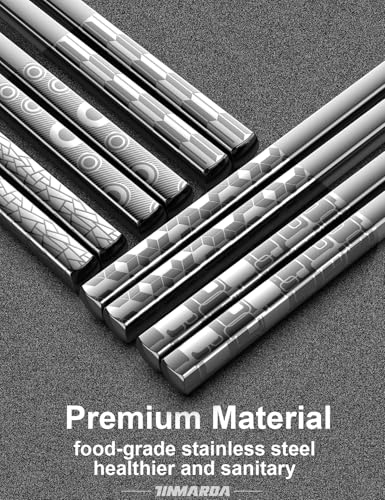 Metal Chopsticks Reusable 18 (Modern Silver 5 Pairs)