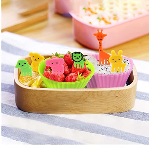 60 Pcs Silicone Lunch Box Dividers with Animal Food Picks (‎Multicolor-60pcs)
