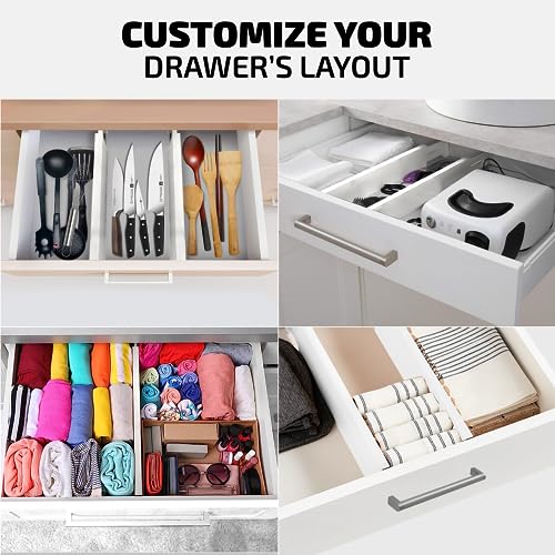 4 Pack Bamboo Drawer Dividers (White / 2.6-Inch High (4-pk))