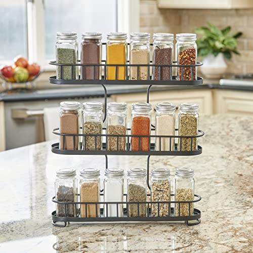 Yumi Small Three Tier Spice Rack Black for Countertop Cabinets Cupboards Kitchens (Black / Small 3-Tier / Yumi)