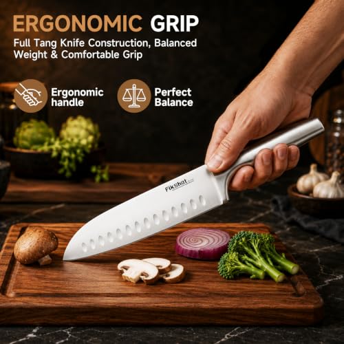 14PCS Knife Set with Block & Sharpener (Upgrade: Silver + Walnut（Built-In Sharpener）)