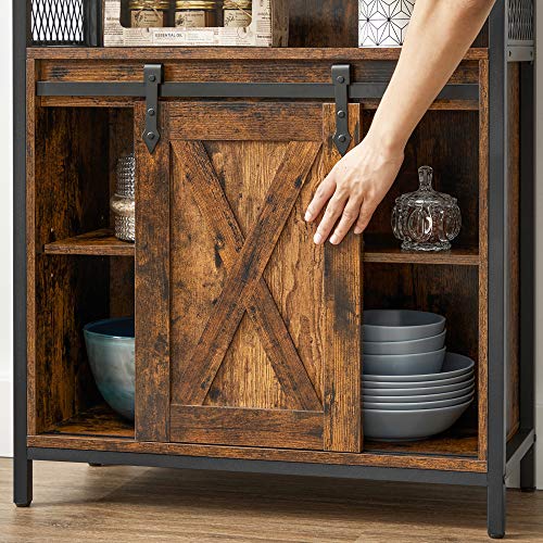 Buffet Cabinet (Without Power Outlet and Light / 11.8"D x 27.6"W x 31.5"H / Rustic Brown + Ink Black)