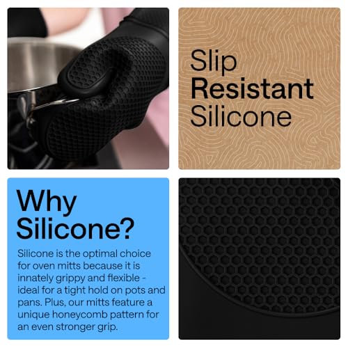 Silicone Oven Mitts (Black / 14.5" Oven Mitts)