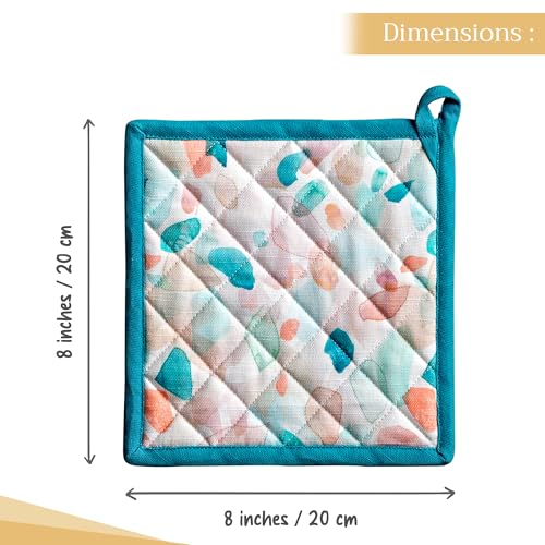 Pot Holders 100% Cotton Potholders (079 - Summer Picnic / 8" x 8" (Pot Holder Pack of 2))