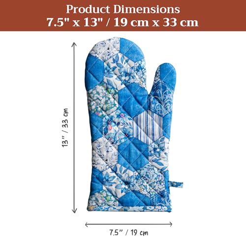 Maison d'Hermine Oven Gloves 100% Cotton Oven Mitt (028 - Summer Blues / 7.5" x 13" (Oven Mitt))