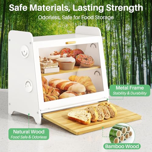 Airtight Bread Box for Kitchen Countertop (White / L)