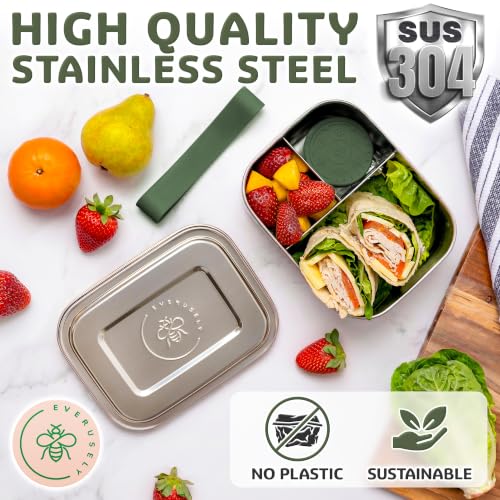 Stainless Steel Bento Box + Condiment Container (Sage / 47oz / 1400ml)