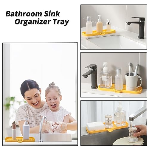 Silicone Soap Dish with Drain Spout (Yellow / L(12"×4"))