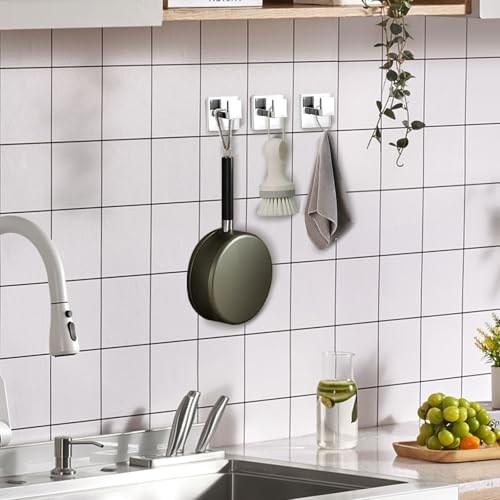 4 Pack Towel Hooks Hand Towel Holder Robe Hanger Polished Chrome (Square / Polished Chrome)