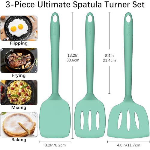3 Pack Silicone Spatula Set (PureAquaGreen)