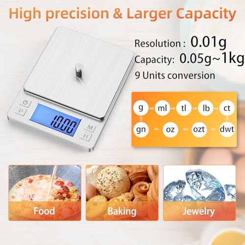 0.01g Small Digital Gram Scale (0.01g/1kg Silver)